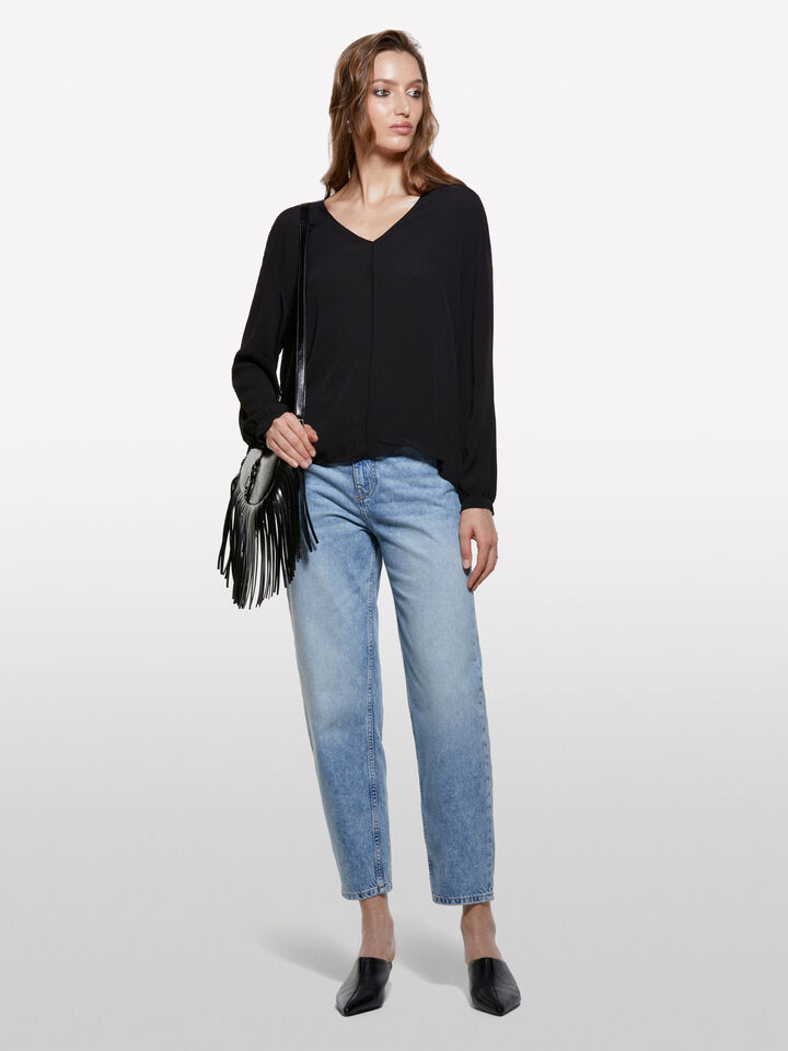 Black oversized blouse - women's blouses - Black | Sisley image number 1